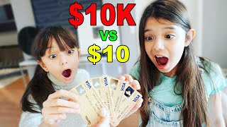 ILL BUY ANYTHING IF YOU PICK THE RIGHT MONEY CARD CHALLENGE 10 VS 10000  Emily and Evelyn [upl. by Yral]