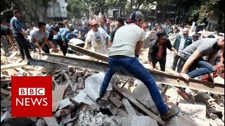 Mexico Earthquake topples buildings killing nearly 250  BBC News [upl. by Socin]