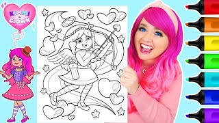 Coloring Kimmi The Clown Valentines Day Cupid Coloring Page  Ohuhu Art Markers [upl. by Gerda]