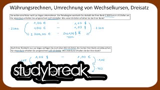 Währungsrechnen Umrechnung von Wechselkursen Dreisatz  Kaufmännisches Rechnen [upl. by Sinnaoi864]