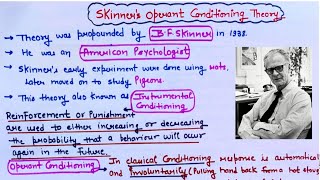 Skinners Operant Conditioning TheoryInstrumental ConditioningFor all Teaching Exams [upl. by Vinia]