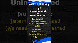 English Grammar Disinterested vs Uninterested learnenglish englishlearning englishgrammar ielts [upl. by Esdras]