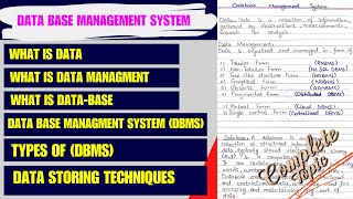 Complete DBMS Data Base Management System in one shot  Semester Exam [upl. by Ripp]