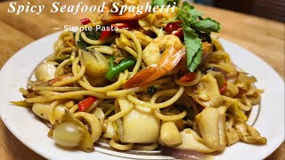 Spicy Seafood Spaghetti Recipe  Simple Pasta Asian Style [upl. by Alracal]