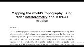 Mapping the worlds topography using radar interferometry the TOPSAT mission [upl. by Coy18]