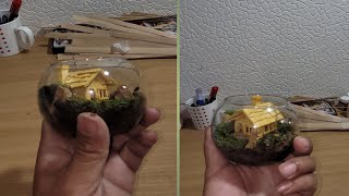 home decor succulent terrarium for Beginners with tiny bomboo house [upl. by Okomot457]