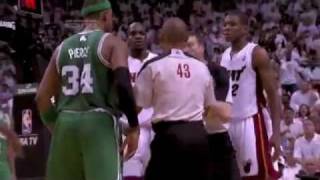 Paul Pierce Ejected for screen on Dwyane Wade and foul on James Jones 2011 [upl. by Consolata403]