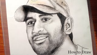 Drawing MS Dhoni is an Indian international cricketer  very easy steps  Banglar Art [upl. by Ileray224]