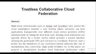 Trustless Collaborative Cloud Federation [upl. by Bobby]