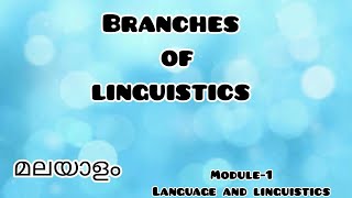 Branches of Linguistics summary in malayalamമലയാളം Module1 Language and Linguistics5th Semester [upl. by Ilowell]