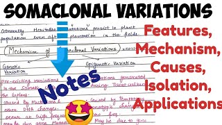 Somaclonal Variations notes biotechnology [upl. by Ruel]