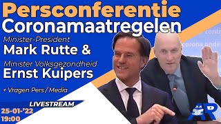 Terugkijken Persconferentie Mark Rutte amp Ernst Kuipers Coronamaatregelen 25 januari 2022 [upl. by Wall]