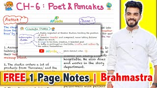 Poets and Pancakes  CH  6  FREE 1 Page Notes  PYQ Sample Paper Questions 2024🇮🇳 [upl. by Latsyrhk63]