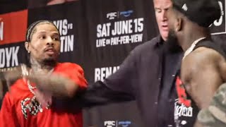 Gervonta Davis SMACKS Frank Martin amp FIGHT NEARLY BREAKS OUT during HEATED FIRST FACE OFF [upl. by Yrtnej]