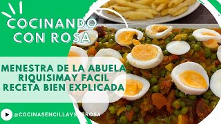 MENESTRA DE LA ABUELA CON CHORIZO GUISANTES Y LECHUGA RIQUISIMO Y FACIL RECETA MUY BIEN EXPLICADA [upl. by Hilario745]