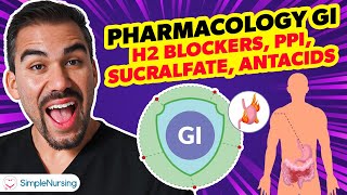 Pharmacology GI  H2 Blockers PPI Sucralfate Antacids nursing RN PN NCLEX [upl. by Rawde]