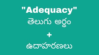 Adequacy meaning in telugu with examples  Adequacy తెలుగు లో అర్థం Meaning in Telugu [upl. by Huang]