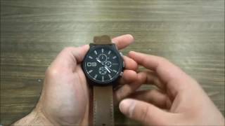 Oozoo C7867 Watch ReviewBlack Case And Black Dial With A Brown Leather Band [upl. by Irrem764]