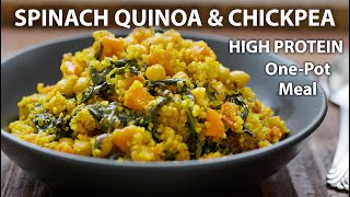 One Pot Spinach CHICKPEA AND QUINOA Recipe  Easy Vegetarian and Vegan Meals  Quinoa recipes [upl. by Smaoht]