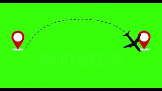 greenscreen flight route with start and destination point and dash line trace chroma key [upl. by Nylcsoj]