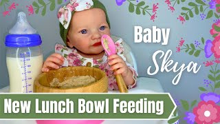 Reborn Baby Skya Feeding amp Changing New Bamboo Baby Bowl  New Outfit [upl. by Ynehpets]