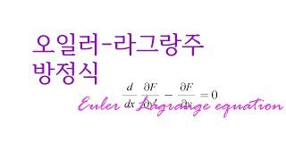 변분법 기초 오일러 라그랑주 운동 방정식 이해하기 EulerLagrange equation [upl. by Nnairam]