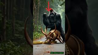 Gorilla Saves Baby Deer from Python Attack youtubeshorts [upl. by Jacquette]