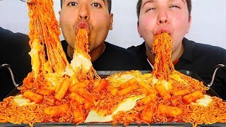 SPICY CHEESY RICE CAKES aka TTEOKBOKKI 떡볶이 먹방 • Mukbang amp Recipe [upl. by Gordan]