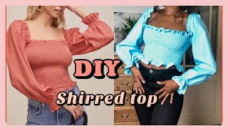 Diy top  diy shirred top off shoulder cropped top shirred top [upl. by Martha261]