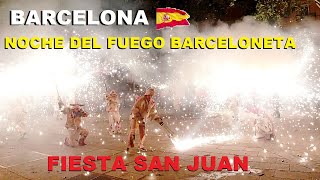 BARCELONA 🔥 SAN JUAN  Noche del Fuego Barceloneta 2023 CORREFOC 4K [upl. by Nehgam931]