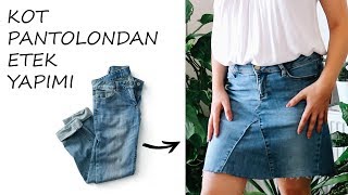 DIY  Kot Pantolondan Etek Yapımı  Pants Skirts Construction [upl. by Aleina735]