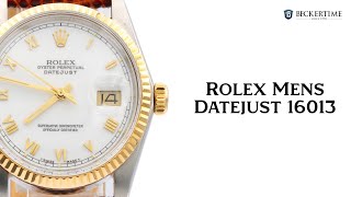 Mens Rolex TwoTone 18KSS Datejust Watch with White Roman Dial 16013 [upl. by Falcone381]