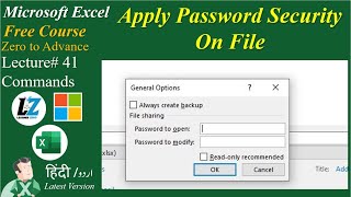 41 How to Apply Password  Security on Excel File  Microsoft Excel Free Course learning excel [upl. by Hofstetter]