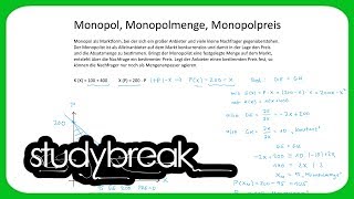 Monopol Monopolmenge Monopolpreis  Volkswirtschaftslehre [upl. by Holcman]