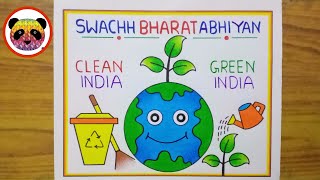 Swachh Bharat Abhiyan Poster Drawing  Clean India Green India Poster Drawing  Easy Drawing [upl. by Nyrak]