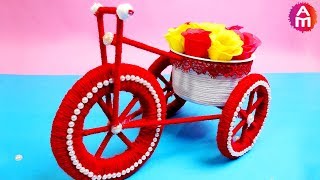 DIY Bicycle using cardboard amp wool  Home decor  Best Out of Waste  Artsy Madhu 24 [upl. by Zachar]