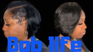 Layered Quick Weave Bob with finger waves 🤔 [upl. by Eycats709]