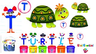 Bini ABC Alphabet  Learn To Write Letter T And Spell The Word TURTLE  Bini Bambini Games 19 [upl. by Sitoiyanap]