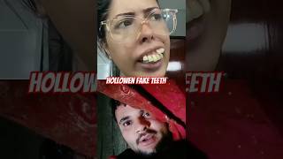 Hollowen fake teeth makeup transformation makeup beauty skincare viralvideo beautyhacks [upl. by Negeam]