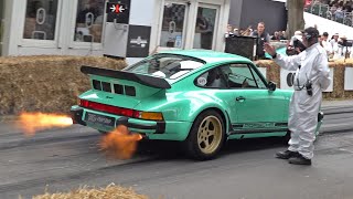 Streetlegal Porsche 930 TAG Turbo with Formula 1 Engine 15L V6 Turbo Sounds amp Flames [upl. by Ellenehc462]