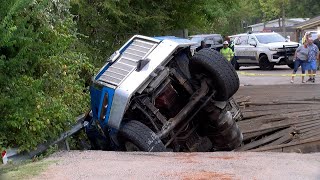 091423 40 TON CONCRETE TRUCK COLLAPSES 4 TON BRIDGE AND VIDEO OF FULL RECOVERY [upl. by Atoel]