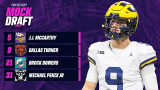 2024 NFL Mock Draft Vikings TRADE with Chargers for JJ McCarthy  CBS Sports [upl. by Dralliw320]