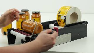 A Jar Being Labelled on the BenchMATE  Manual Labelling Machine [upl. by Morven]