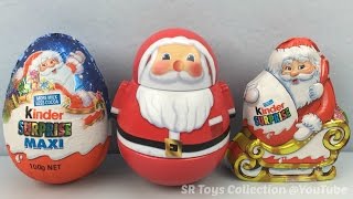 Christmas Kinder Chocolate Surprise Eggs Santa Claus and Shopkins Season 4 Blind Basket [upl. by Dabney651]