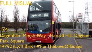 FULL ROUTE VISUAL  London Bus Route 174 Dagenham to Harold Hill  19792 LX11 BHK [upl. by Aiki945]