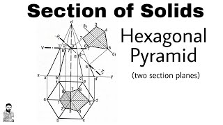 3 Section of Solids  Hexagonal Pyramid  Two section planes  Problem3  Most Important Problem [upl. by Remot309]