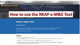 How to use the NEAP e MampE Tool for SY 2024 2025 INSET [upl. by Adnir]