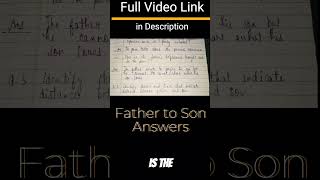 Father to Son Class 11 Questions and Answers  Father to Son Answers Hornbill shorts cbse11th [upl. by Fries]