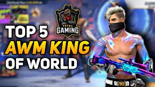 TOP 5 AWM KING OF FREE FIRE BETTER THAN TOTAL GAMING [upl. by Leummas505]