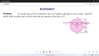 Buoyancy Numerical problem02 Floating wooden log [upl. by Ahsael]